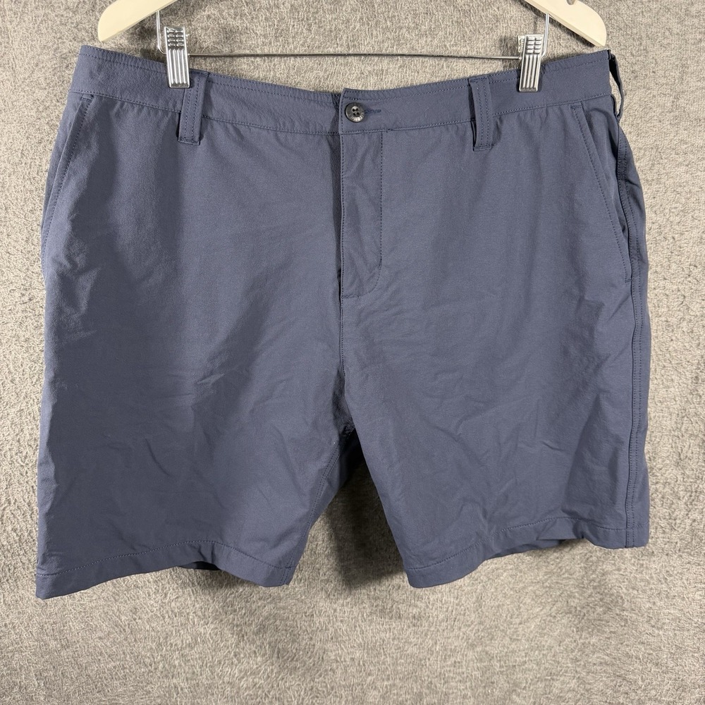 American Giant Men's Shorts Size 36W 9L Navy Blue Made In USA Nylon Spandex
